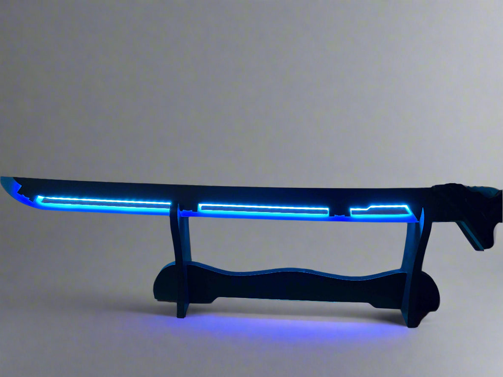 Led Light Glowing Chinese Style Katana Wooden Sword - Blue Color - Project M Shop