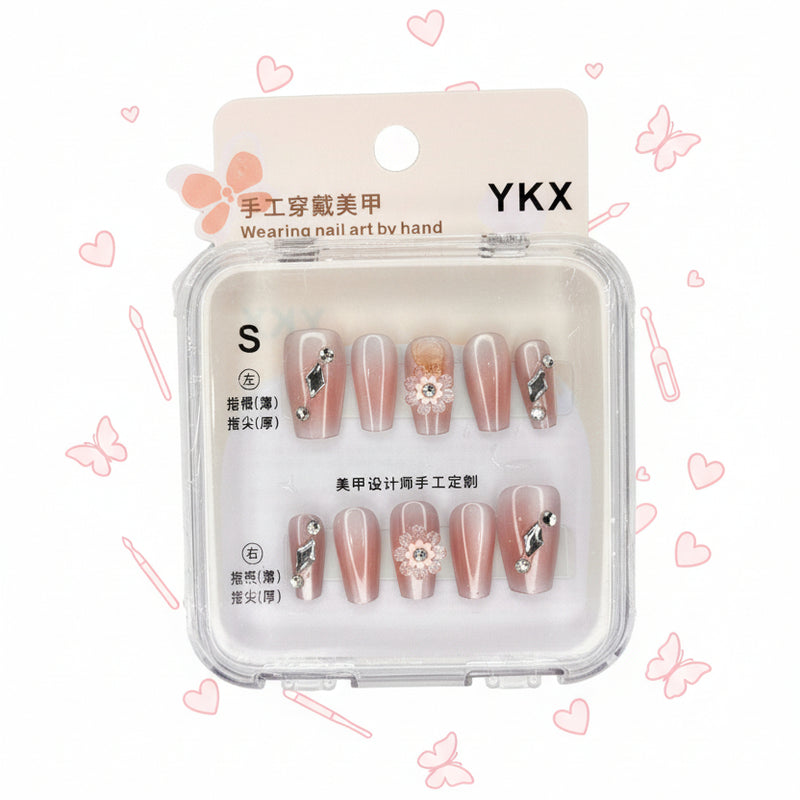 Gemstone & Flower Charms Press-On Nails - Size S - Project M Shop