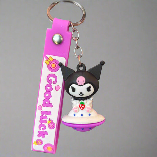 Kuromi Rubber Keychain with Strap - PVC Collectible - Project M Shop