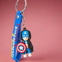 Captain America Keychain - PVC Rubber Keychain with Strap - Project M Shop