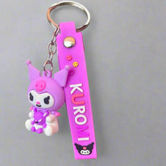 Kuromi Keychain with Danger Sign Strap - PVC Rubber Design - Project M Shop