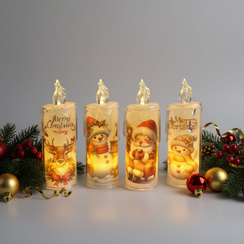 Set Of 4 - Christmas Candle Light For Indoor Christmas Decoration - Project M Shop