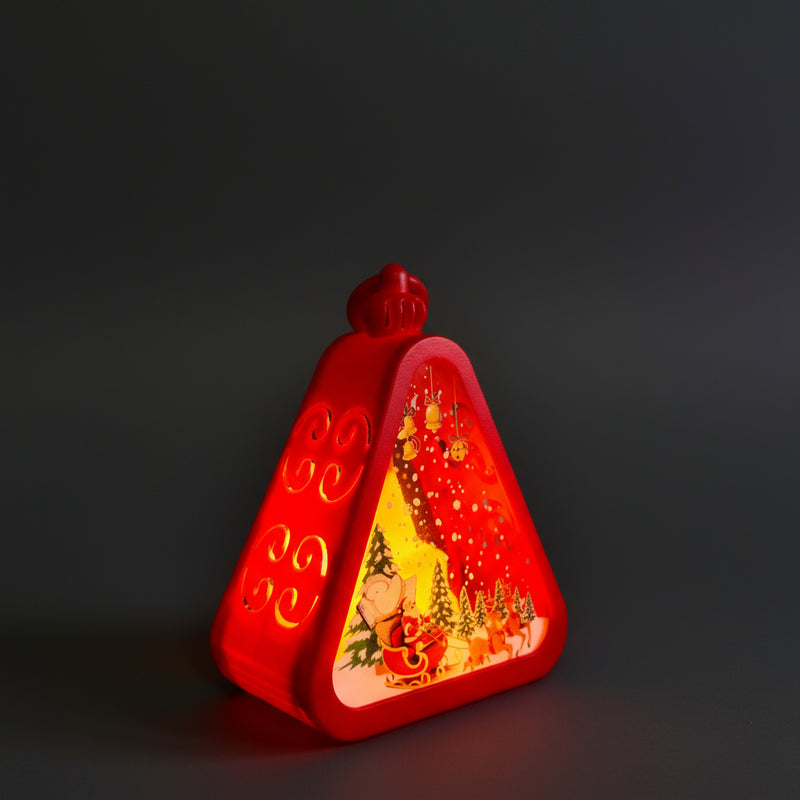 Christmas Triangle Shaped Lantern LED Light For Decoration - For Indoor Use (Red) - Project M Shop