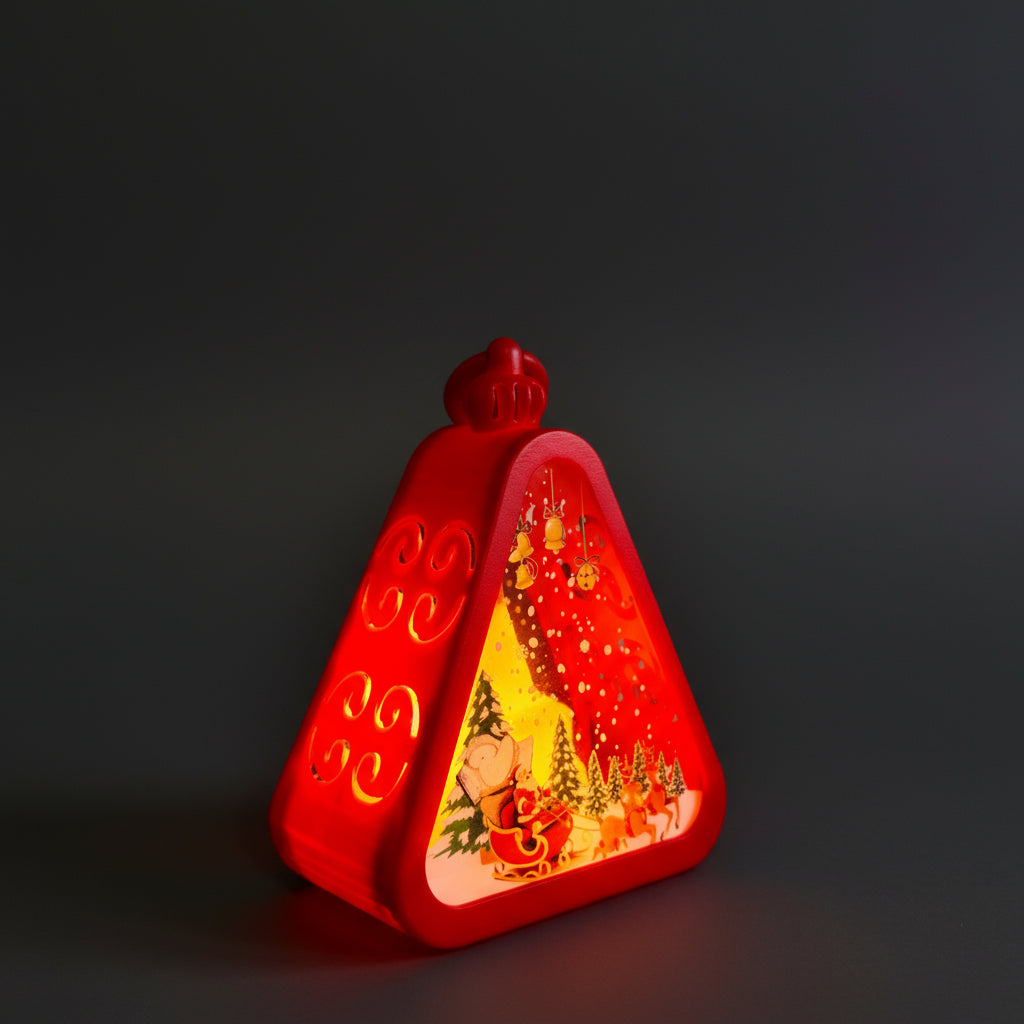 Christmas Triangle Shaped Lantern LED Light For Decoration - For Indoor Use (Red) - Project M Shop