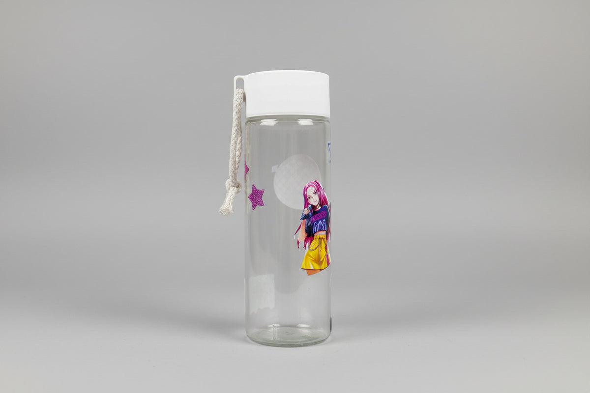 K-Pop Huntrx Glass Bottle 450 ML - Stylish K-Pop Glass Bottle for Fans