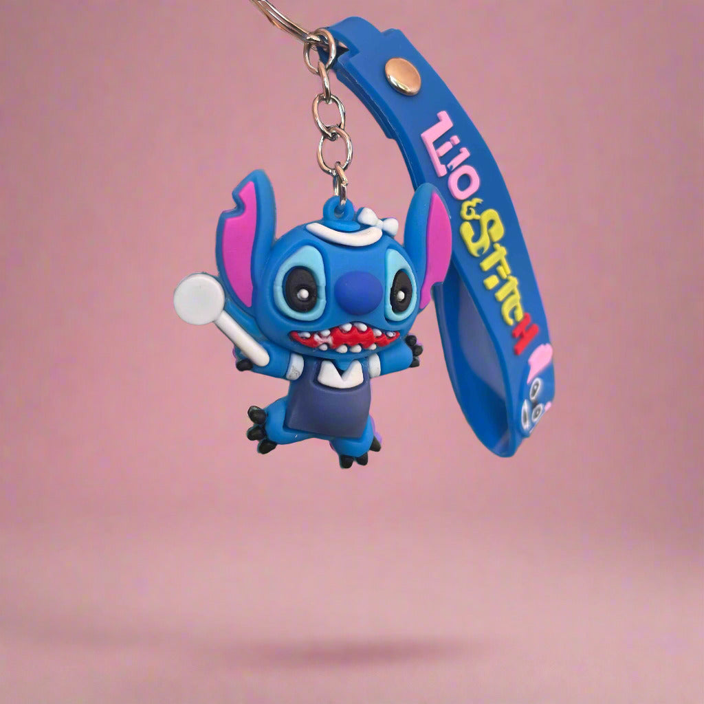 Stitch Chef Keychain with Strap - PVC Rubber Accessory - Project M Shop