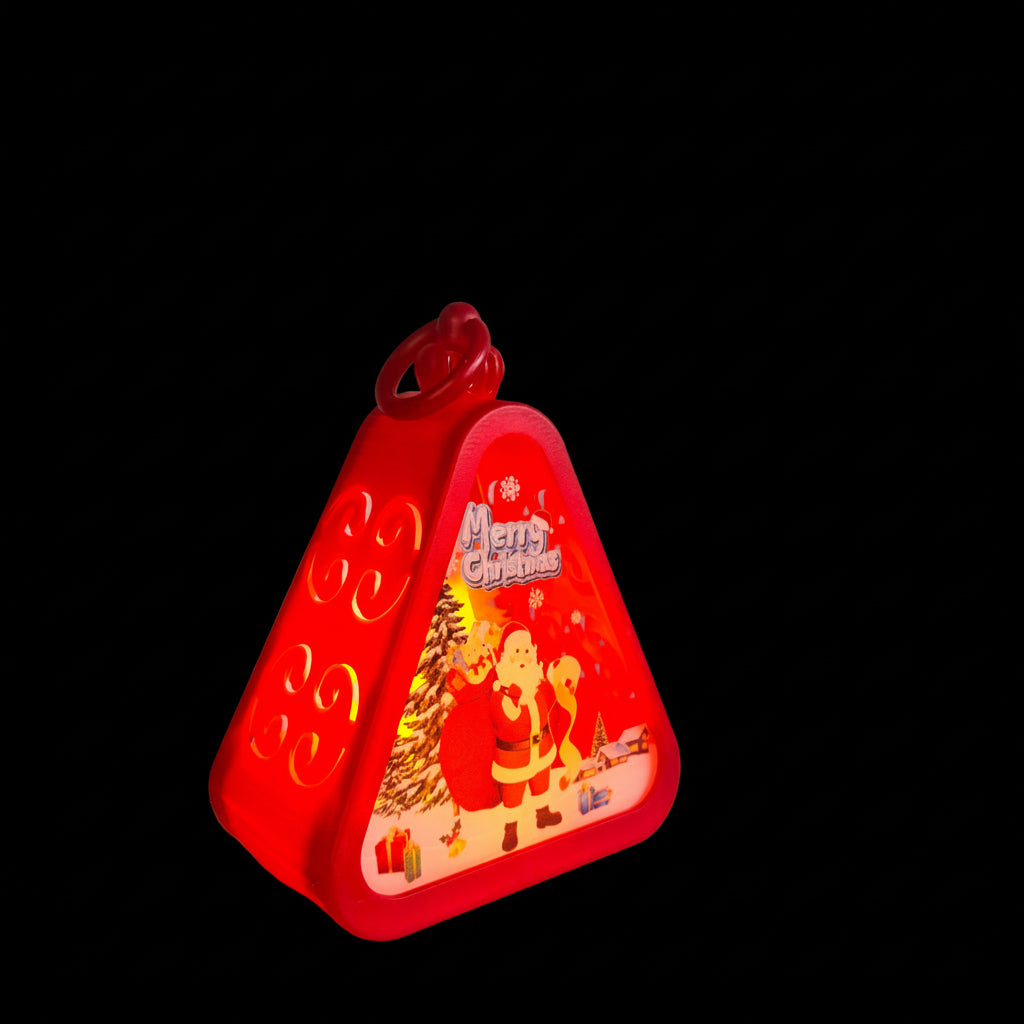 Santa Christmas Triangle Shaped Lantern LED Light For Decoration - For Indoor Use (Red) - Project M Shop