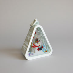 Snow-man Triangle Shaped Lantern LED Light For Decoration - For Indoor Use (White) - Project M Shop