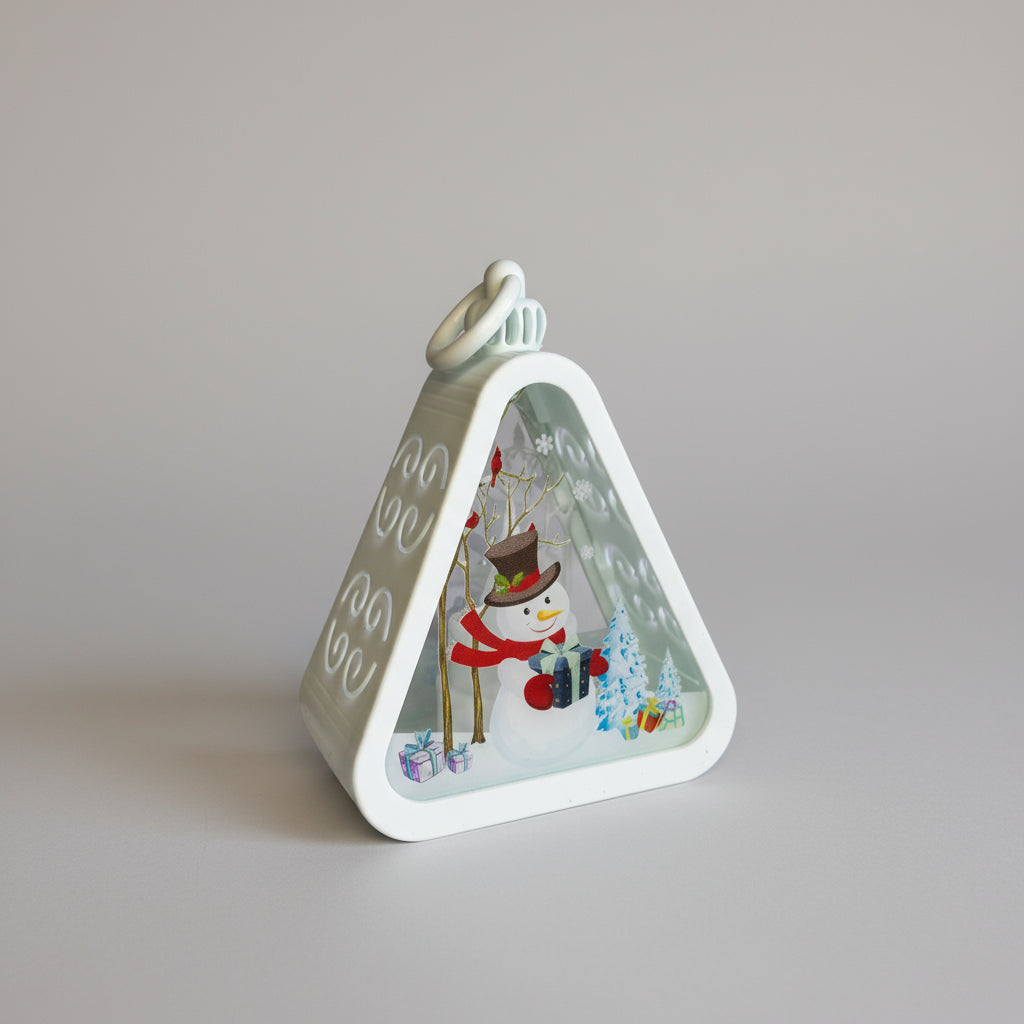 Snow-man Triangle Shaped Lantern LED Light For Decoration - For Indoor Use (White) - Project M Shop