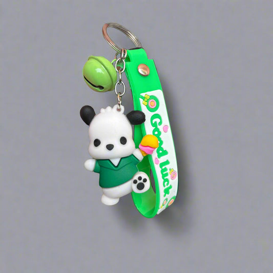 Pochacco Keychain with Bell & Strap - PVC Rubber Accessory - Project M Shop