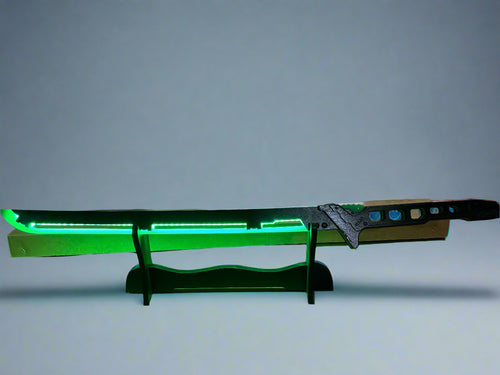 Green LED Chinese-Style Katana – Glowing Wooden Sword