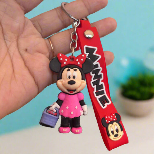Pink Minnie Mouse Keychain with Strap - PVC Rubber Design - Project M Shop