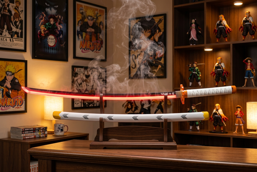 Rengoku Flaming 104 CM Long Demon Slayer Katana With Smoke & RGB Light - Collector’s choice