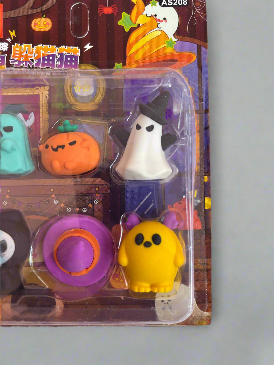 Halloween Ghost Eraser Set – 6 PCs Spooky School Supplies