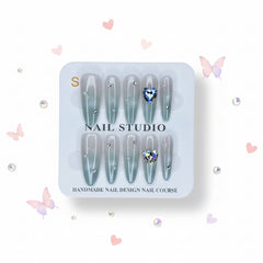Pearl & Heart Long Press-On Nails - Size S - Project M Shop