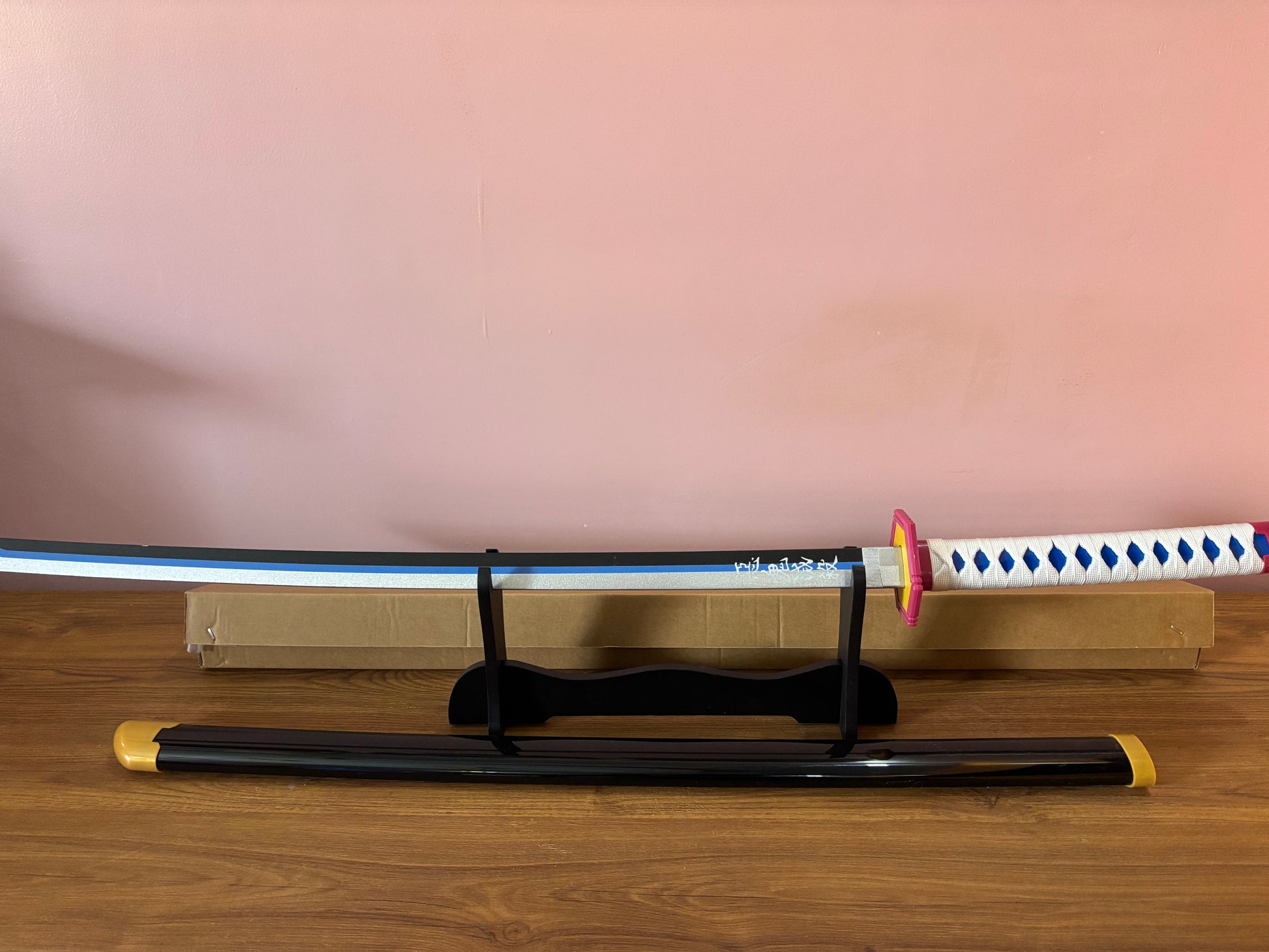 Giyuu Blue Wooden Sword - Anime Wooden Katana from Demon Slayer for Collectors - Project M Shop