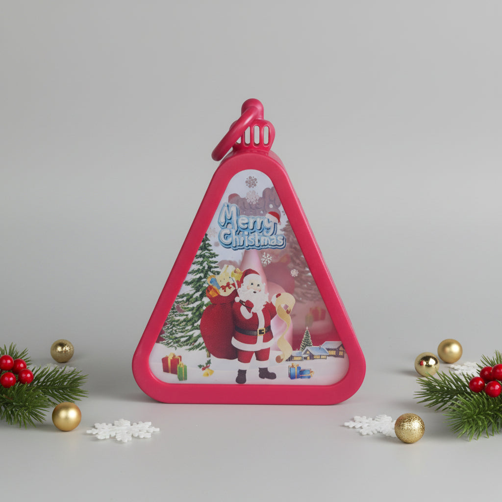 Santa Christmas Triangle Shaped Lantern LED Light For Decoration - For Indoor Use (Red) - Project M Shop