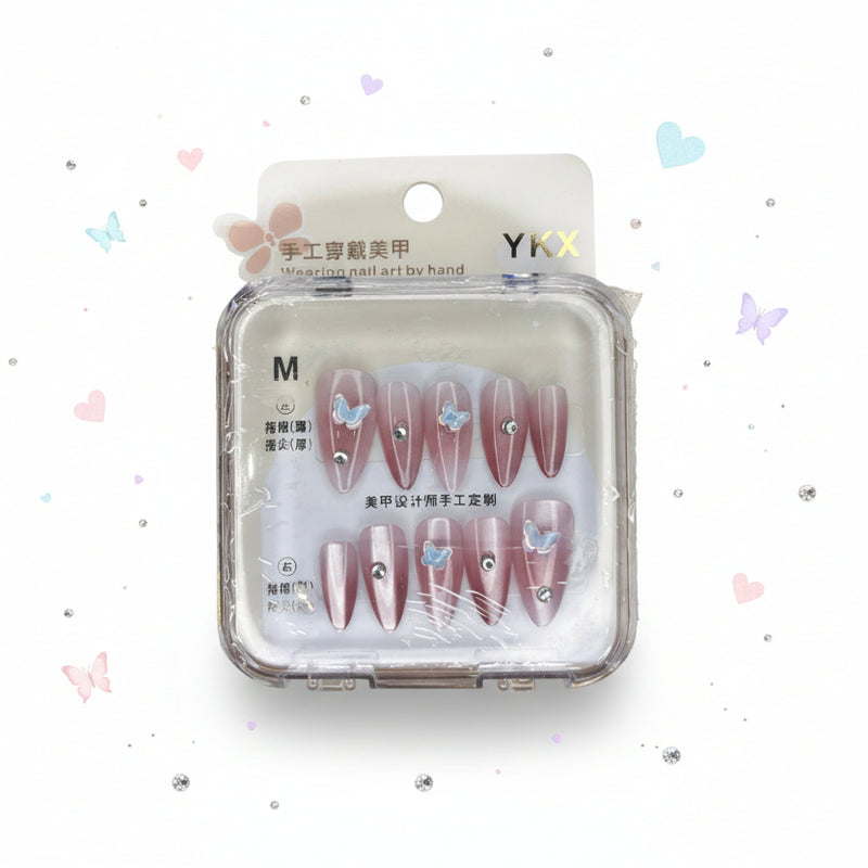 Beautiful Butterfly Charm Press On Nails - M Size - Project M Shop