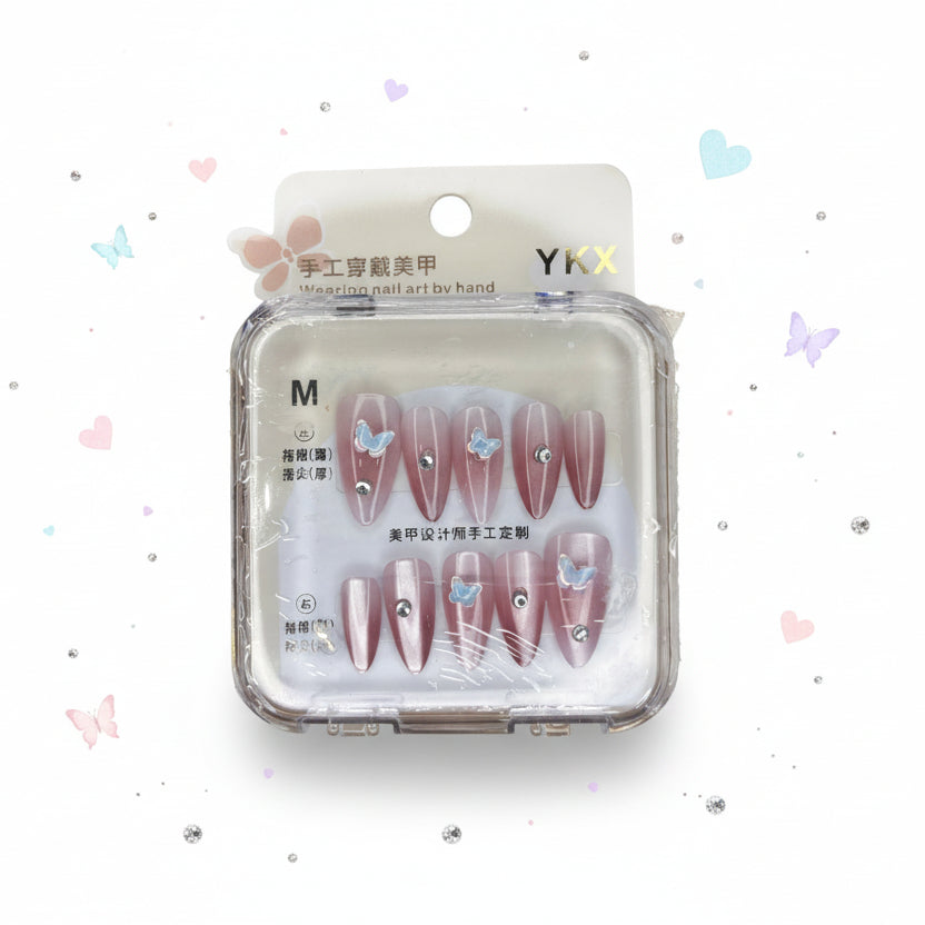 Beautiful Butterfly Charm Press On Nails - M Size - Project M Shop