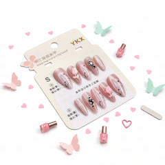 White Flower Charms Cute Press-On Nails - Size S - Project M Shop