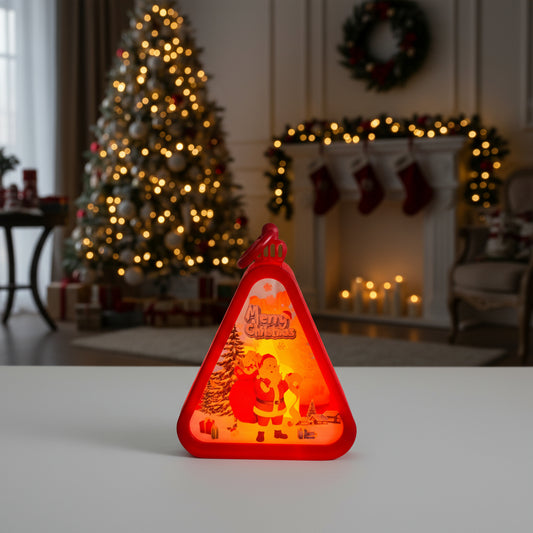 Santa Christmas Triangle Shaped Lantern LED Light For Decoration - For Indoor Use (Red) - Project M Shop