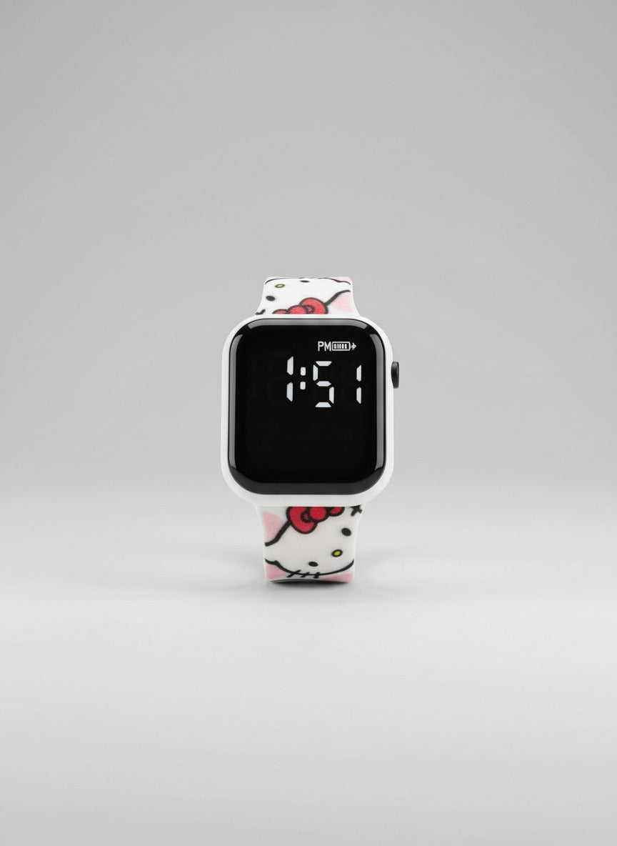 (set of 2) Kids Cartoon Digital Watch Featuring Hello Kitty, Duck, and Astronaut Designs