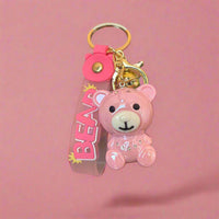 Pink Bear Acrylic Keychain – Sweet Teddy Charm