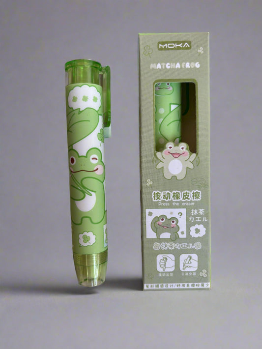 Green frog cartoon style pen eraser - combo of 2 - Project M Shop