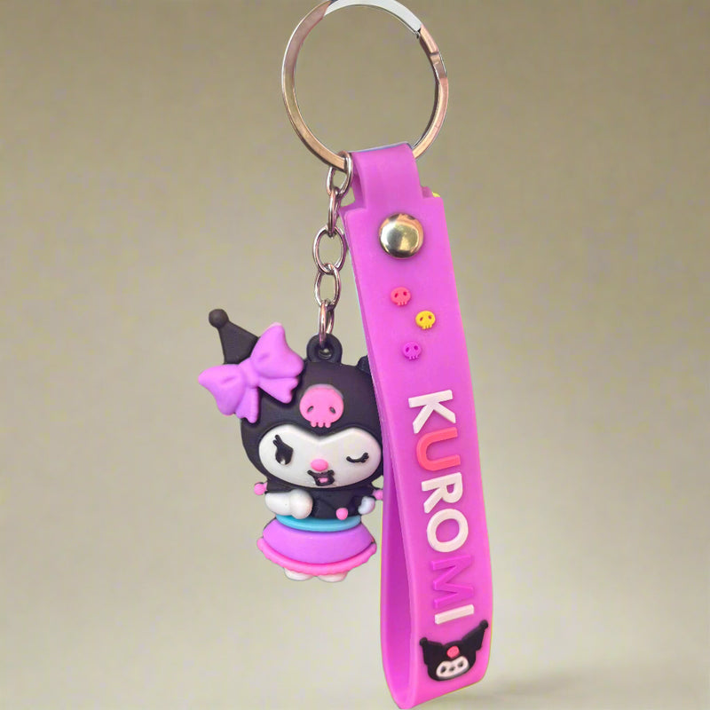 Kuromi Keychain with Hair Barrette PVC Rubber Strap - Project M Shop
