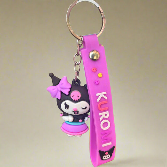 Kuromi Keychain with Hair Barrette PVC Rubber Strap - Project M Shop