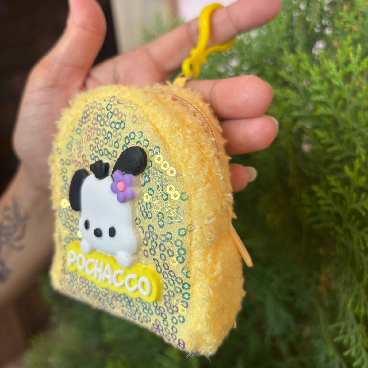 Pochacco Fluffy Coin Purse Keychain – Mini Wallet Charm