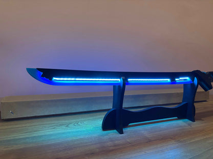 Led Light Glowing Chinese Style Katana Wooden Sword - Blue Color - Project M Shop