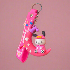 Pochacco Moon Keychain with Strap - PVC Rubber Design - Project M Shop