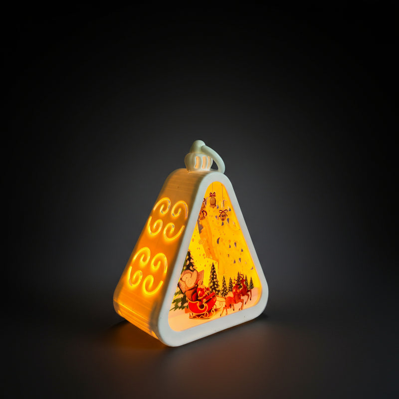 Christmas Triangle Shaped Lantern LED Light For Decoration - For Indoor Use (White) - Project M Shop