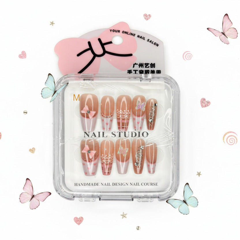 Butterfly Charms with Printed Design Press-On Nails - Size M - Project M Shop