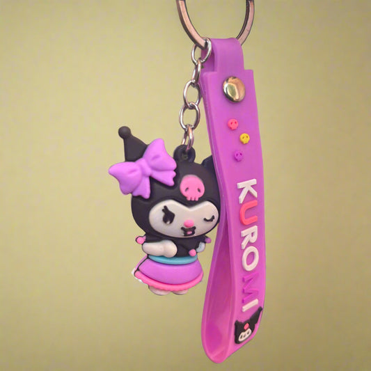 Kuromi Keychain with Hair Barrette PVC Rubber Strap - Project M Shop
