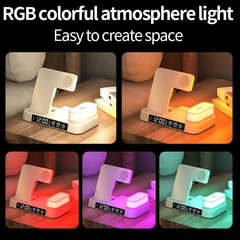 15W 3 in 1 Wireless Charger Station with Alarm, Clock, and RGB Lamp - Project M Shop