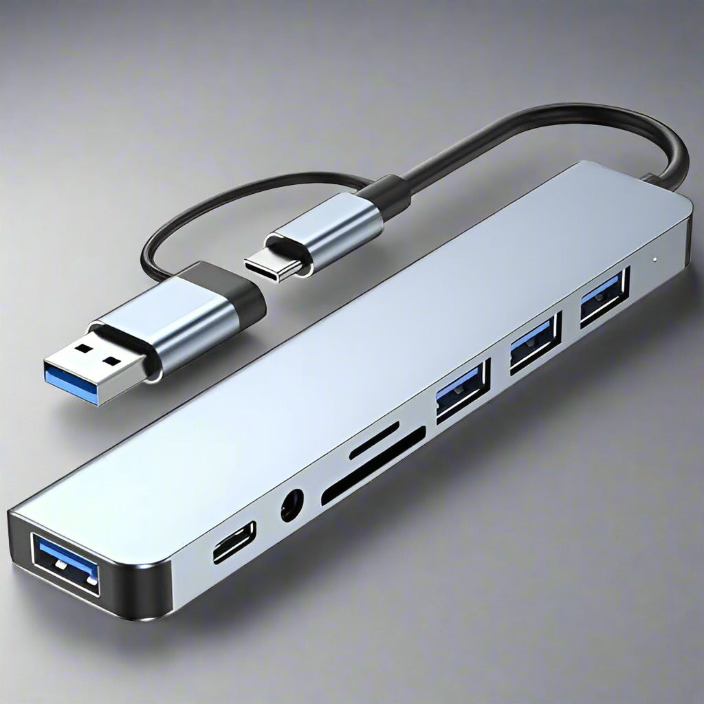 Cantell USB Multiport Hub 8 in 1 Dock with TF/PD Reading, USB 3.5mm Audio, and Type C Support - Project M Shop
