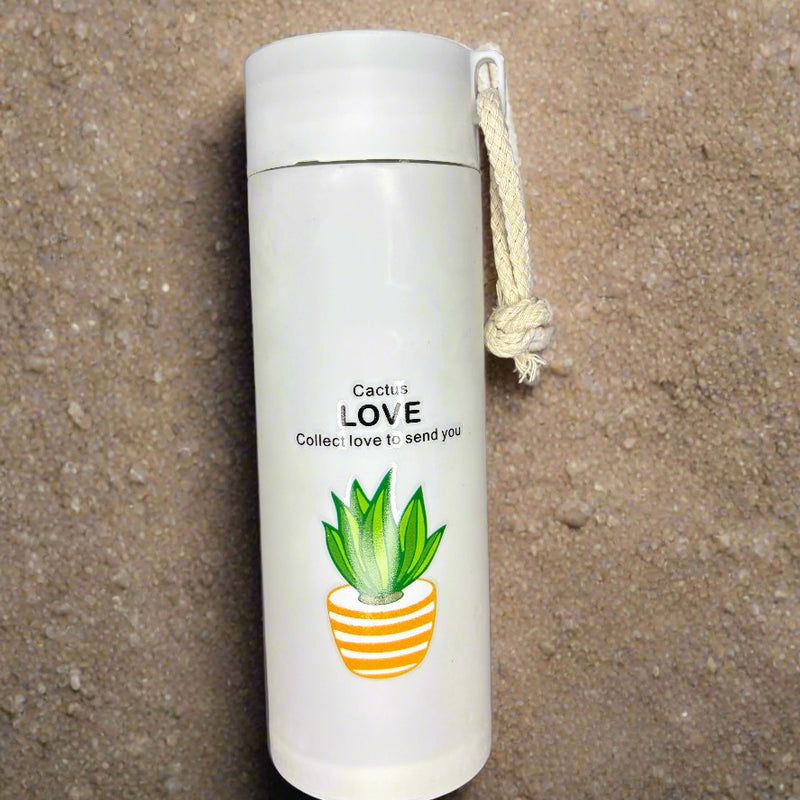 Cactus Printed Glass Water Bottle - 450 Ml - Random Color - Project M Shop
