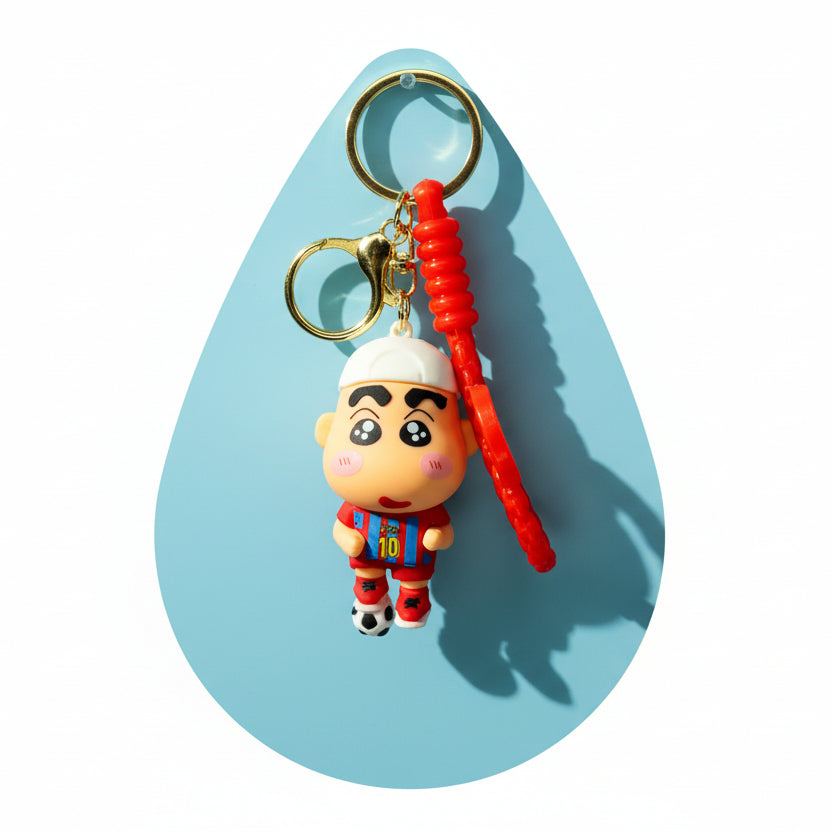 Shin-chan Football Keychain in Red Jersey - Premium PVC Quality - Project M Shop
