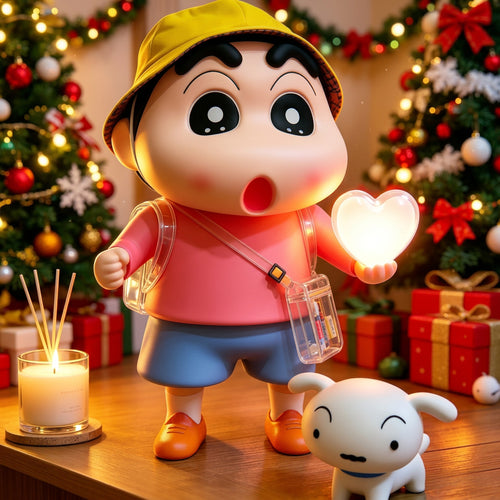 40cm Large Shin-chan Love You Figure - LED Night Lamp & Piggy Bank | Cute Shinchan Showpiece