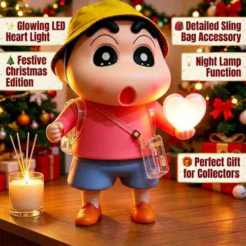 40cm Large Shin-chan Love You Figure - LED Night Lamp & Piggy Bank | Cute Shinchan Showpiece
