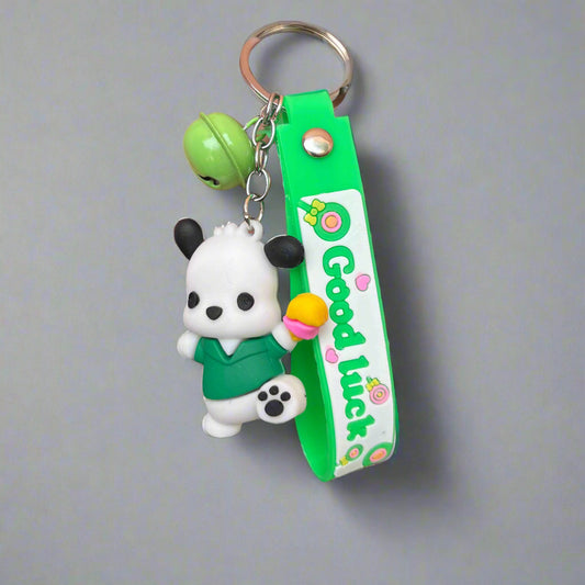 Pochacco Keychain with Bell & Strap - PVC Rubber Accessory - Project M Shop
