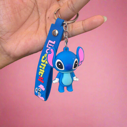 Stitch PVC Rubber Keychain with Strap Design