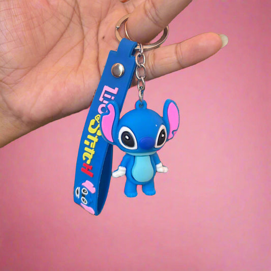 Stitch PVC Rubber Keychain with Strap Design - Project M Shop
