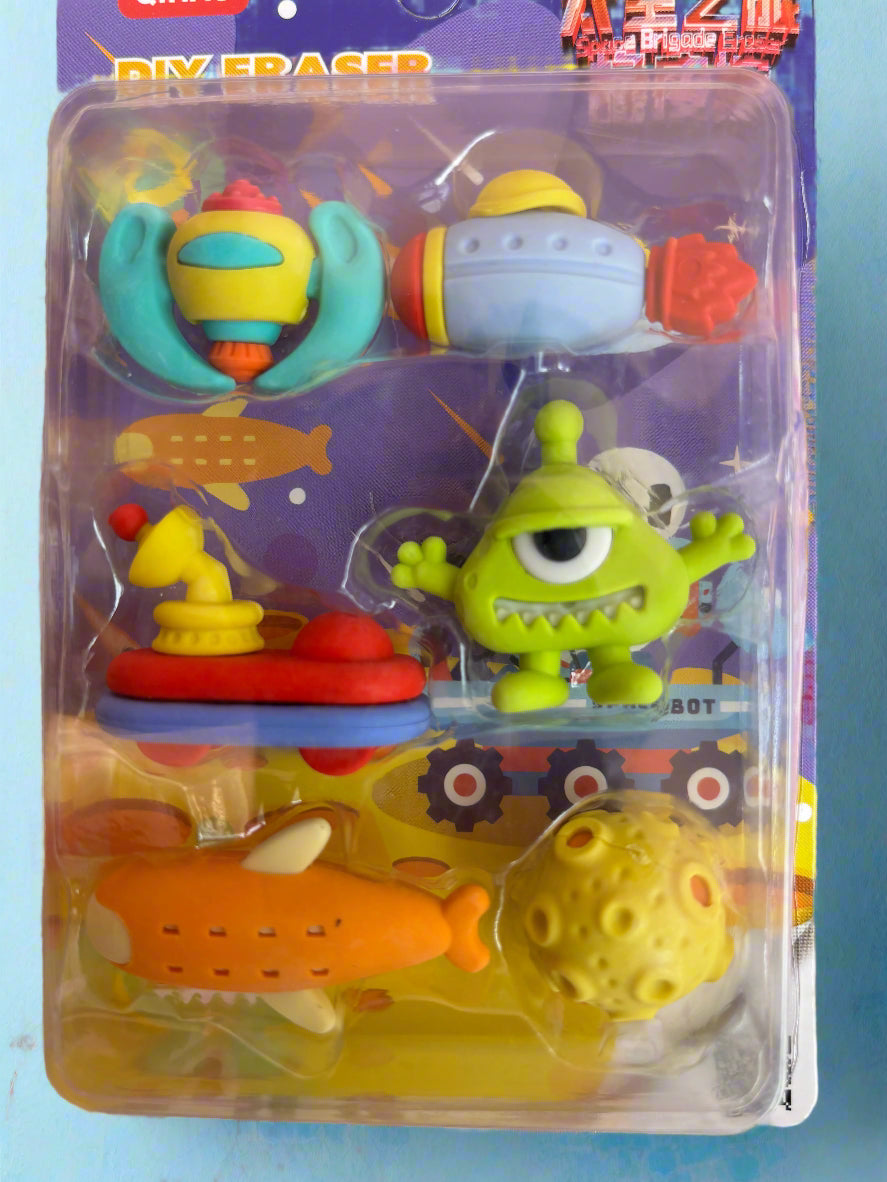 Space Theme Eraser Set For Kids - 6 Pieces - Project M Shop