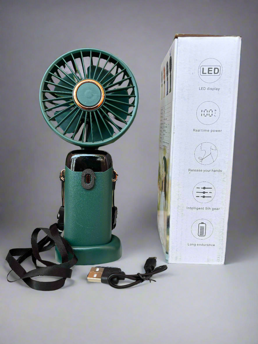 High Quality Portable Mini Fan with LED Display - 5 Speed Performance (1 Piece) - Project M Shop