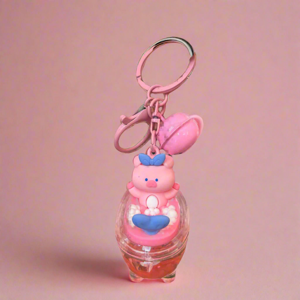 Pink Sanrio Acrylic Keychain with Bell – Glossy Charm
