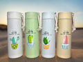 Cactus Printed Glass Water Bottle - 450 Ml - Random Color - Project M Shop