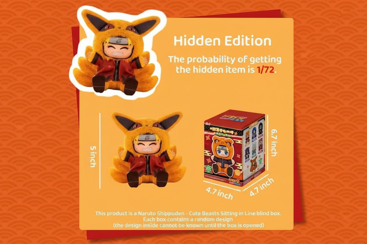 Eaki Naruto Cute Beast Sitting Party Vinyl Plush Pendant Blind Box - 1 Random Design - Project M Shop